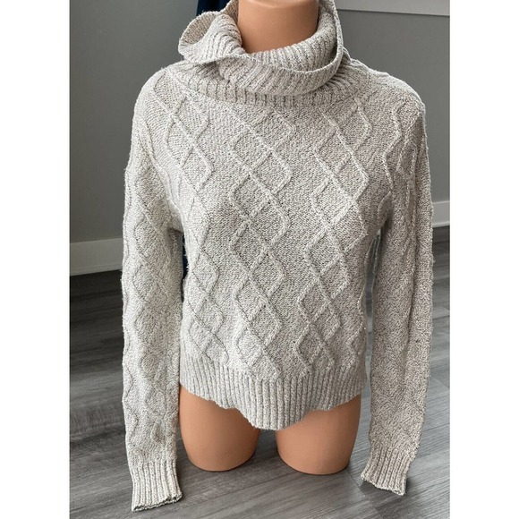 XXI Sweaters - XXI Ivory Heathered Cable Knit Sweater S Cowl Neck Long Sleeve M9
